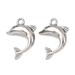 Нержавеющая Сталь Цвет 304 подвески из нержавеющей стали, дельфин, цвет нержавеющей стали, 18x13.5x7 мм, отверстие : 1.8 мм