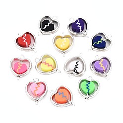 (52) Непрозрачная лаванда Бусины из полимерной глины с разбитым сердцем и пластиковой оправой CCB, подвески-подвески, с латунными двойными петлями, платина, разноцветные, 20~20.5x15.5x4~5 мм, отверстие : 1.5~2 мм