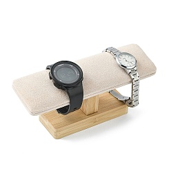 Античный Белый Т-образные стойки для салфеток из микрофибры, Для подвески и ожерелья, с бамбуковым держателем, старинный белый, 19.8x8.8x5.8 см