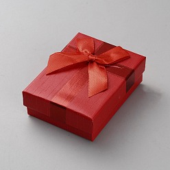 Красный Картонные подарочные коробки для хранения ювелирных изделий, прямоугольник с бантом, красные, 9x6.7x2.9 см