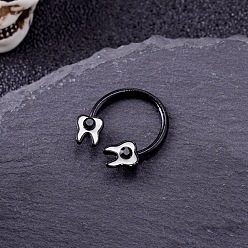 Letter U 316l круглая/подковообразная штанга из нержавеющей стали с микропаве из кубического циркония, зуб, внутренний диаметр: 10 мм, штифты : 1.2 мм