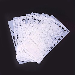 White Kids Cartoon Plastic Hollow Drawing Stencil, Reusable Drawing Template For Kids DIY Scrapbooking, School Projects, White, 17.6x9.6x0.03cm, about 10pcs/set