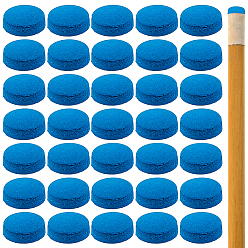Blue 50Pcs PU Leather Billiard Pool Cue Tips Replacement Tips, Flat Round, Blue, 14x6mm