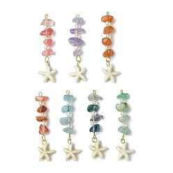 Смешанные камни Подвески из драгоценных камней, с бирюзой синтетического, морская звезда, 55 мм, 7 шт / комплект