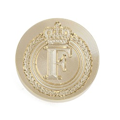 Letter F Золотистый тон корона начальная восковая печать латунные штампы головки, для сургучной печати, Буква F, 25x14.5 мм, отверстие : 7 мм