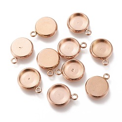 Розовое Золото Ионное покрытие (ip) 304 подвеска из нержавеющей стали с кабошоном, плоско-круглые, розовое золото , лоток : 8 мм, 13x10x3 мм, отверстие : 1.8 мм