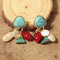 Золотой Треугольные серьги-гвоздики из пластикового сплава, золотые, 62x23 мм