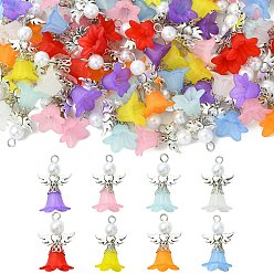 (52) Непрозрачная лаванда 80шт 8 цвета акриловые и сплавные подвески, ангел, с железной фурнитурой, разноцветные, 35 мм, отверстие : 2.8 мм, 10 шт / цвет