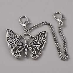 Бабочка Бордюрные цепи для обуви из цинкового сплава, Кулон с застежками и когтя омара, для аксессуаров украшения обуви, бабочки, 169x3.5 мм