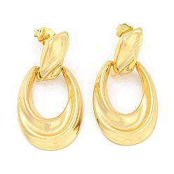 Golden Hollow Teardrop Rack Plating Brass Dangle Stud Earrings, Long-Lasting Plated, Cadmium Free & Lead Free, Golden, 39.5x20mm