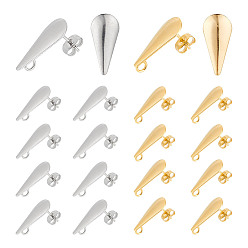 (52) Непрозрачная лаванда 304 Выводы серьги из нержавеющей стали шпилька, с петлей, слеза, разноцветные, 20x9 мм, отверстия: 3 мм, штифты: 0.8 мм, 20 шт / коробка