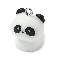 Панда Подвески из смолы серии животных, с платиновыми железными петлями, панда, 21.5x16x19.5 мм, отверстие : 2 мм