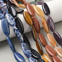 Смешанные камни Натуральные и синтетические, смешанные драгоценный камень бисер пряди, лошадиный глаз , смешанные окрашенные и неокрашенные, 29~30x12~12.5x5.5~6.5 мм, отверстие : 0.7~1 мм, около 13 шт / нитка, 14.96 дюйм (38 см)