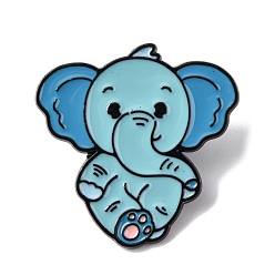 Слон Эмалевые булавки на тему животных, булавки для лацканов из сплава для одежды рюкзака, чёрные, слон, 30x29.5 мм