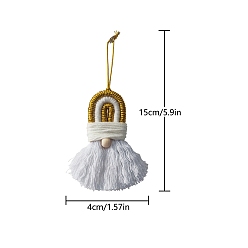 Хаки Рождественские хлопковые кулоны с Санта-Клаусом и макраме, украшения, для подвесных украшений на елку, хаки, 150x40 мм