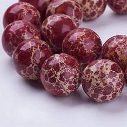 Indian Red Natural Imperial Jasper Bead Strands, Dyed, Round, Indian Red, 18mm, Hole: 1mm, about 22pcs/strand, 15.4 inch(39.2cm)