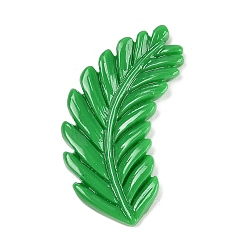 Зеленый Непрозрачные кабошоны из смолы, лист, зелёные, 37x23x3.5 мм