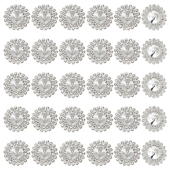 Серебро 30 шт. пуговицы со стразами из сплава, 1-луночное, плоско-круглые, серебряные, 25.5x12 мм, отверстие : 2.5 мм