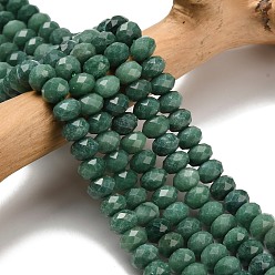 Зеленый Авантюрин Естественный зеленый авантюрин бисер нитей, граненые, рондель, 8x5.5 мм, отверстие : 1.2 мм, около 69 шт / нитка, 15.16'' (38.5 см)
