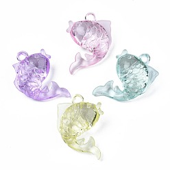 Mixed Color Transparent Acrylic Pendants, Fish, Mixed Color, 46x32x16mm, Hole: 3mm, about 88pcs/500g