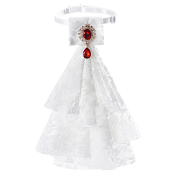 Белый Кружевной воротник с оборками, съемные накладные воротники с фурнитурой из сплава стразов, белые, 270x205x11 мм