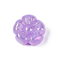 Orchidéeée Moyen Placage uv perles acryliques opaques, fleur, iridescent, moyen orchidée, 19x19.5x9.5mm, Trou: 2.8mm