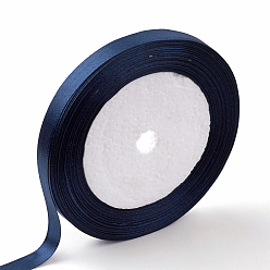Midnight Blue Single Face Satin Ribbon, Polyester Ribbon, Midnight Blue, 1/4 inch(6mm), about 25yards/roll(22.86m/roll), 10rolls/group, 250yards/group(228.6m/group)