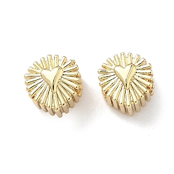 Настоящее золото 18K Латуни европейского бисера, бусины с большим отверстием, долговечный, без кадмия и без свинца, стойки покрытие, сердце солнечный луч, реальный 18 k позолоченный, 9.5x8.5x8.5 мм, отверстие : 5 мм