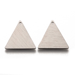 Нержавеющая Сталь Цвет Устойчивые к потускнению 304 подвески из нержавеющей стали, пустая бирка с матовой отделкой, лазерная резка, двухсторонний эффект тягового станка, треугольные, цвет нержавеющей стали, 18x18x1 мм, отверстие : 1.2 мм