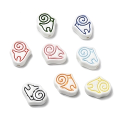 (52) Непрозрачная лаванда Фарфоровые бусины ручной работы, улитка, пастельный фарфор, разноцветные, 20x17x7.5 мм, отверстие : 2.5 мм