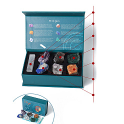 Дева Сырой 12 набор натуральных целебных камней созвездий, Образцы камней чакры Рейки для балансировки энергии, медитационной терапии, Дева, 200x120x60 мм, 7 шт / комплект