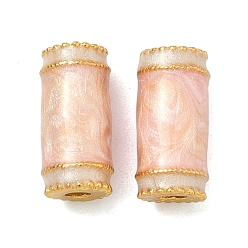Розовый Бисера эмали сплава, колонка, золотые, туманная роза, 14.5x7.5 мм, отверстие : 2.5 мм