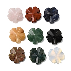 Mixed Stone Natural & Synthetic Gemstone Carved Clover Display Decorration, for Home Office Desk Decoration, 27~27.5x27.5~28x7~8mm