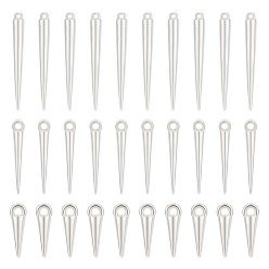 Платина 240шт 3 стили ccb пластиковые подвески, шип / конус, платина, 13~51x4~6x3.3~6 мм, отверстие : 1.6~2 мм, 80 шт / стиль