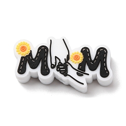 Слово Силиконовые фокусные бусы на день матери, красочный, слово с хваткой за руку, слово, 15.5x30x7 мм, отверстие : 2.5 мм