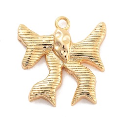 Настоящее золото 18K Латунные подвески, без никеля , бантом, реальный 18 k позолоченный, 21x20.5x4 мм, отверстие : 2 мм