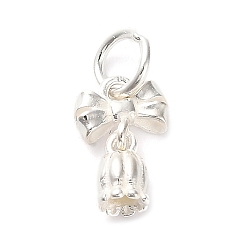 Серебро S 925 подвески из стерлингового серебра, с кольцами для прыжков, бант с подвесками в виде цветка тюльпана, с печатью 925, серебряные, 11x7.5x4 мм, отверстие : 3.5 мм