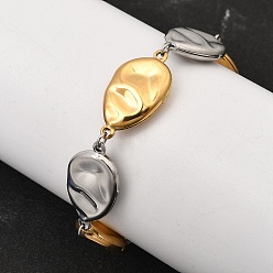 Золотой & Цвет Нержавеющей Стали Текстурированные браслеты-цепочки из хирургической нержавеющей стали для женщин., слеза, золотые и нержавеющая сталь цвет, 316 дюйм (7.09 см)