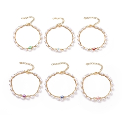 (52) Непрозрачная лаванда Вакуумное покрытие pvd 304 многорядные браслеты из нержавеющей стали, долговечный, с рисовыми пластиковыми бусинами и эмалевыми звеньями, рука хамсы / рука мириам со сглазом, золотые, разноцветные, 6-3/8 дюйм (16.1 см)