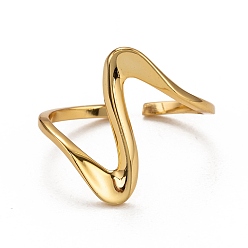 Golden 925 Sterling Silver Cuff Rings, Open Rings, Wave, Golden, Inner Diameter: 17mm