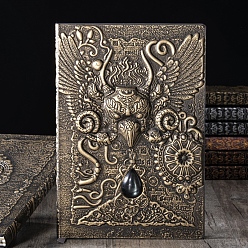 Темный Хаки Блокноты из искусственной кожи с тиснением птицы, ретро-путевые журналы, Темный хаки, 215x145 мм