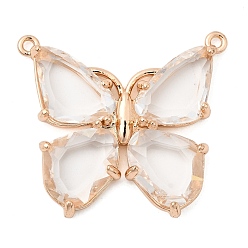 Прозрачный Латунь стекло кулоны, бабочка, граненые, золотые, прозрачные, 28x31x5 мм, отверстие : 1.5 мм