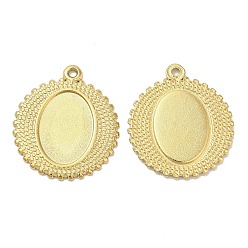 Настоящее золото 18K Ионное покрытие (ip) 304 подвеска из нержавеющей стали с кабошоном, овальные амулеты, реальный 18 k позолоченный, лоток : 14.5x10 мм, 23x20x1.5 мм, отверстие : 1.2 мм