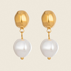 Настоящее золото 18K Овальные 304 из нержавеющей стали мотаться серьги стержня, реальный 18 k позолоченный, 24.5x8 мм