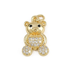 Прозрачный Латунные микро проложить кубического циркония подвески, медведь, без кадмия и без свинца, реальный 18 k позолоченный, с целью перехода в кольце, прозрачные, 18.5x12x5 мм, отверстие : 3 мм