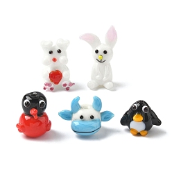 (52) Непрозрачная лаванда Бусины лэмпворк , cmешанных животных, разноцветные, 15~29x14.5~24x13~17 мм, отверстие : 1.4~2 мм