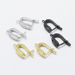 Mixed Color Brass Hoop Earring Findings with Latch Back Closure, Mixed Color, 20x13x5mm, Hole: 1mm, Pin: 1mm