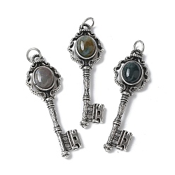 (RRHB277) Кристалл на подкладке из медово-бежевого цвета Ключ латунный натуральный индийский агат большие подвески, с целью перехода в кольце, античное серебро, 55.5x16.5x5~6.5 мм, отверстие : 4.5 мм