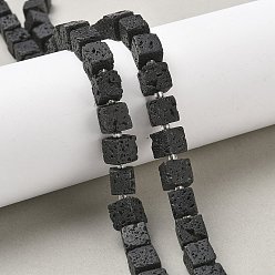 Лавовый камень Бусы из натуральной лавы, кубические, с бисером, 8~8.5x8~8.5x8~8.5 мм, отверстие : 1.2 мм, около 38~39 шт / нитка, 14.96'' (38 см) ~ 15.35'' (39 см)