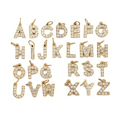 Золотой 26 шт. 304 подвески из нержавеющей стали с микропаве из прозрачных кубических цирконий, Письмо ~ Z, с целью перехода в кольце, золотые, 8x1.5~7x1 мм, отверстие : 3x2 мм